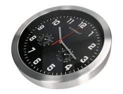Horloge q-connect murale metallique mouvement silencieux diametre 35 cm coloris noir