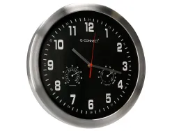 Horloge q-connect murale metallique mouvement silencieux diametre 35 cm coloris noir