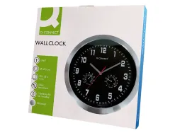 Horloge q-connect murale metallique mouvement silencieux diametre 35 cm coloris noir