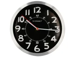 Horloge q-connect murale metallique mouvement silencieux diametre 25 cm coloris chrome