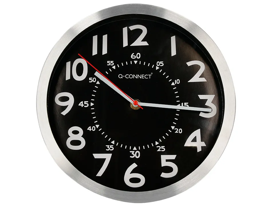 Horloge q-connect murale metallique mouvement silencieux diametre 25 cm coloris chrome