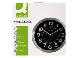 Horloge q-connect murale metallique mouvement silencieux diametre 25 cm coloris chrome