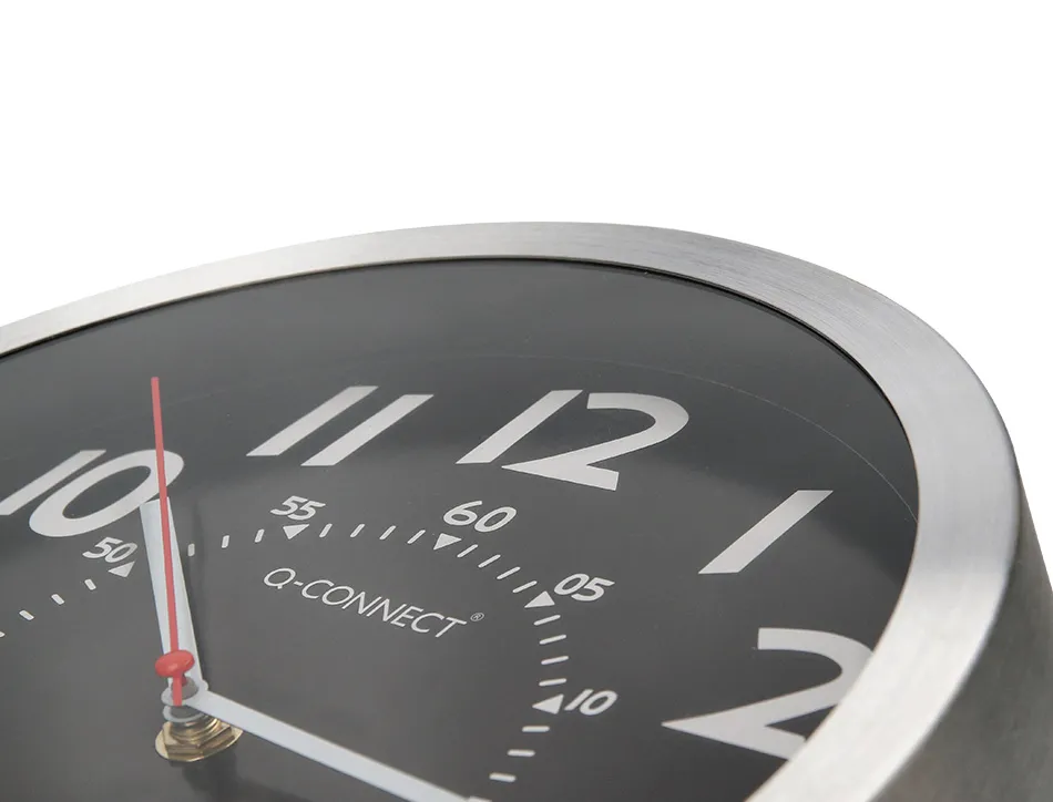 Horloge q-connect murale metallique mouvement silencieux diametre 25 cm coloris chrome
