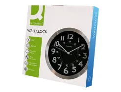 Horloge q-connect murale metallique mouvement silencieux diametre 25 cm coloris chrome
