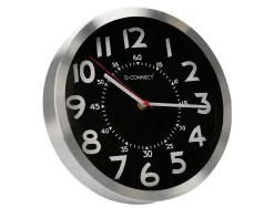 Horloge q-connect murale metallique mouvement silencieux diametre 25 cm coloris chrome
