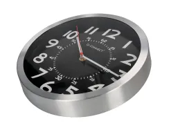 Horloge q-connect murale metallique mouvement silencieux diametre 25 cm coloris chrome