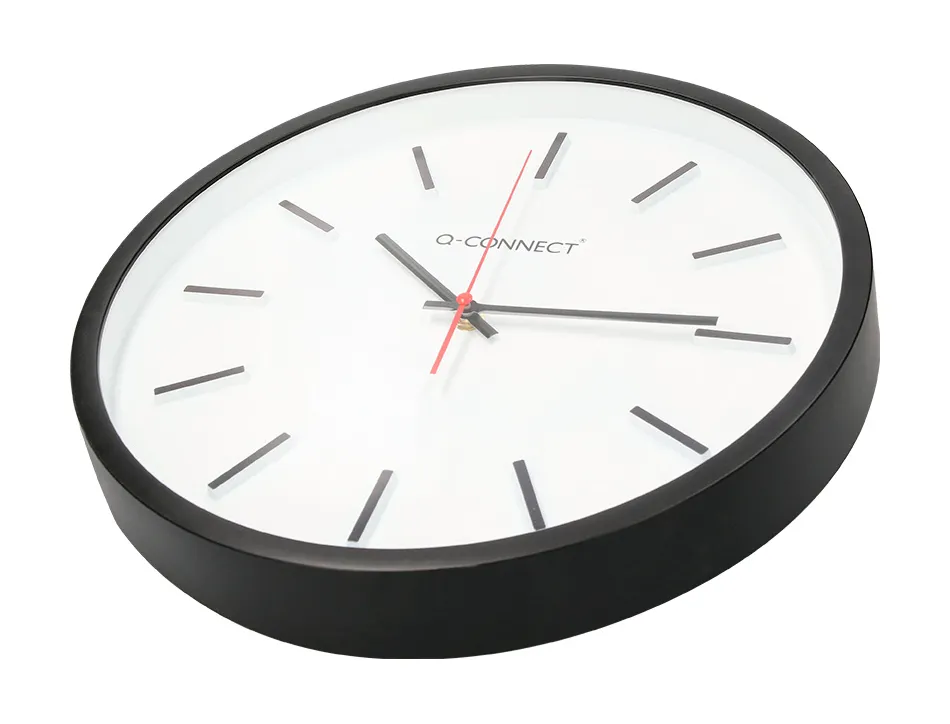Horloge q-connect murale plastique diametre 34,4cm silencieux coloris noir