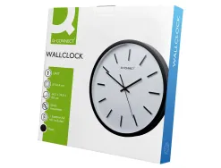 Horloge q-connect murale plastique diametre 34,4cm silencieux coloris noir