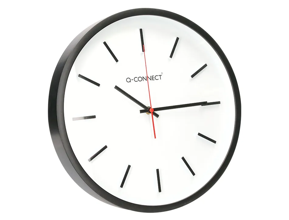 Horloge q-connect murale plastique diametre 34,4cm silencieux coloris noir