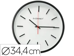 Horloge q-connect murale plastique diametre 34,4cm silencieux coloris noir