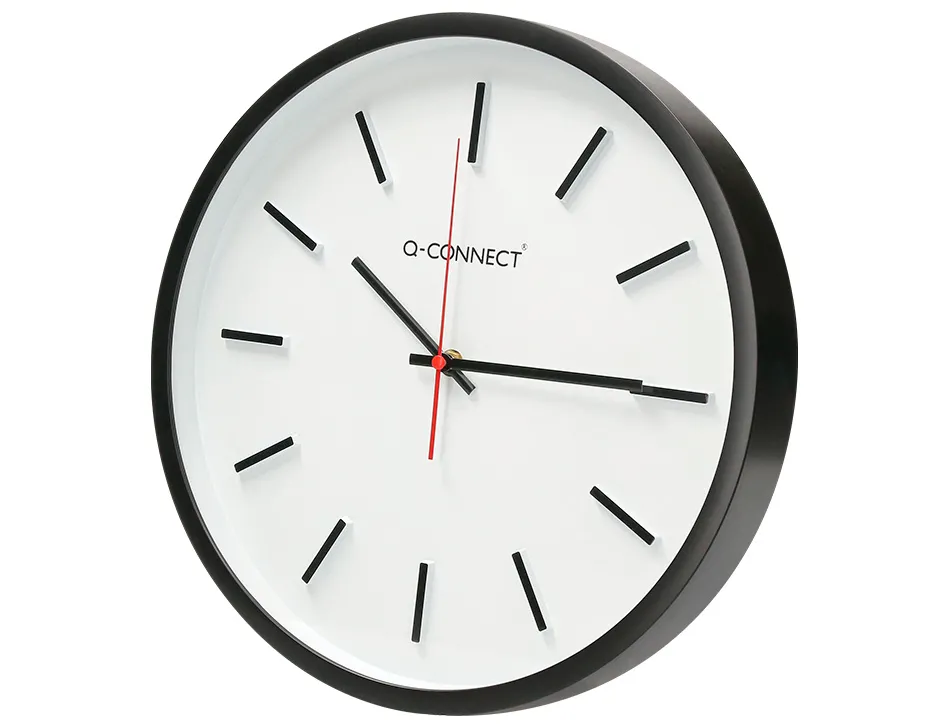 Horloge q-connect murale plastique diametre 34,4cm silencieux coloris noir