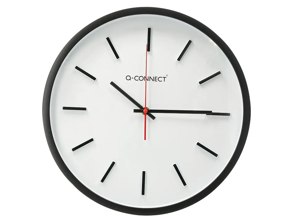 Horloge q-connect murale plastique diametre 34,4cm silencieux coloris noir
