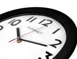 Horloge q-connect murale plastique design actuel numéros noirs fond blanc 1 pile aa non fournie diamètre 30cm noir
