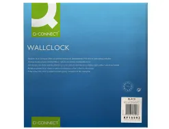 Horloge q-connect murale plastique design actuel numéros noirs fond blanc 1 pile aa non fournie diamètre 34cm noir