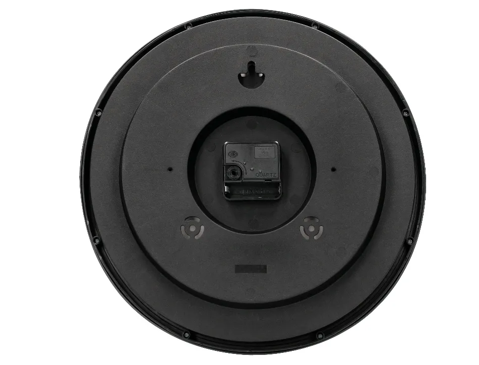 Horloge q-connect murale plastique design actuel numéros noirs fond blanc 1 pile aa non fournie diamètre 34cm noir