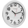 Horloge q-connect murale plastique design actuel numéros noirs fond blanc 1 pile aa non fournie diamètre 30cm blanc