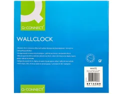 Horloge q-connect murale plastique design actuel numéros noirs fond blanc 1 pile aa non fournie diamètre 30cm blanc