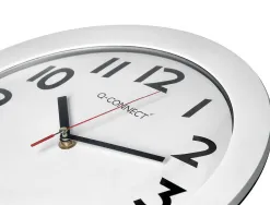 Horloge q-connect murale plastique design actuel numéros noirs fond blanc 1 pile aa non fournie diamètre 30cm blanc