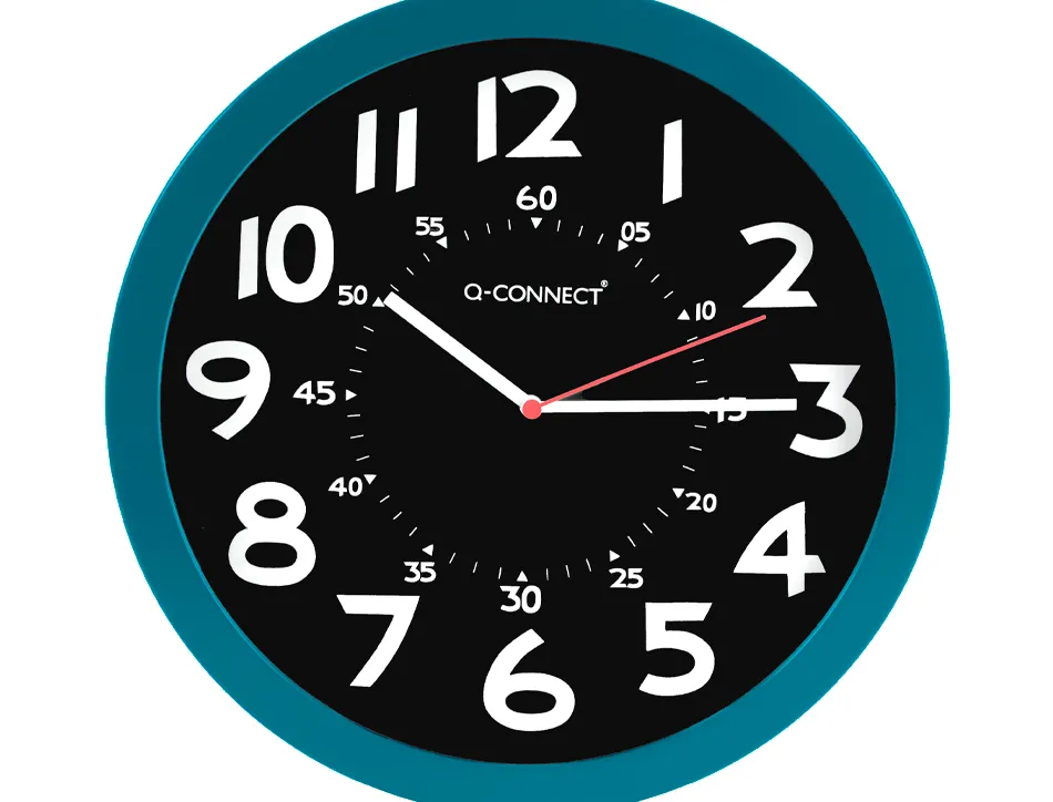 Horloge q-connect murale plastique design moderne couleur vive 1 pile aa non fournie diamètre 30cm bleu