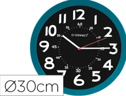 Horloge q-connect murale plastique design moderne couleur vive 1 pile aa non fournie diamètre 30cm bleu