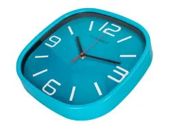 Horloge q-connect murale plastique mouvement silencieux diametre 30 cm coloris bleu