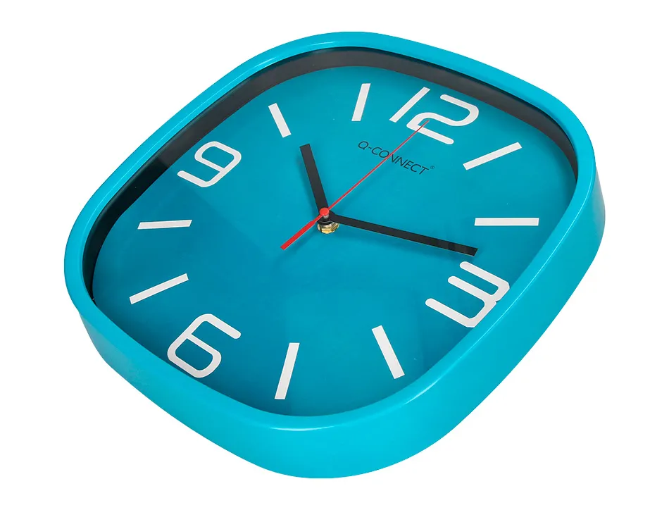 Horloge q-connect murale plastique mouvement silencieux diametre 30 cm coloris bleu