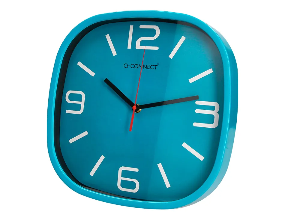 Horloge q-connect murale plastique mouvement silencieux diametre 30 cm coloris bleu