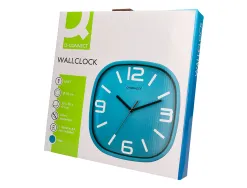 Horloge q-connect murale plastique mouvement silencieux diametre 30 cm coloris bleu