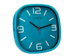 Horloge q-connect murale plastique mouvement silencieux diametre 30 cm coloris bleu