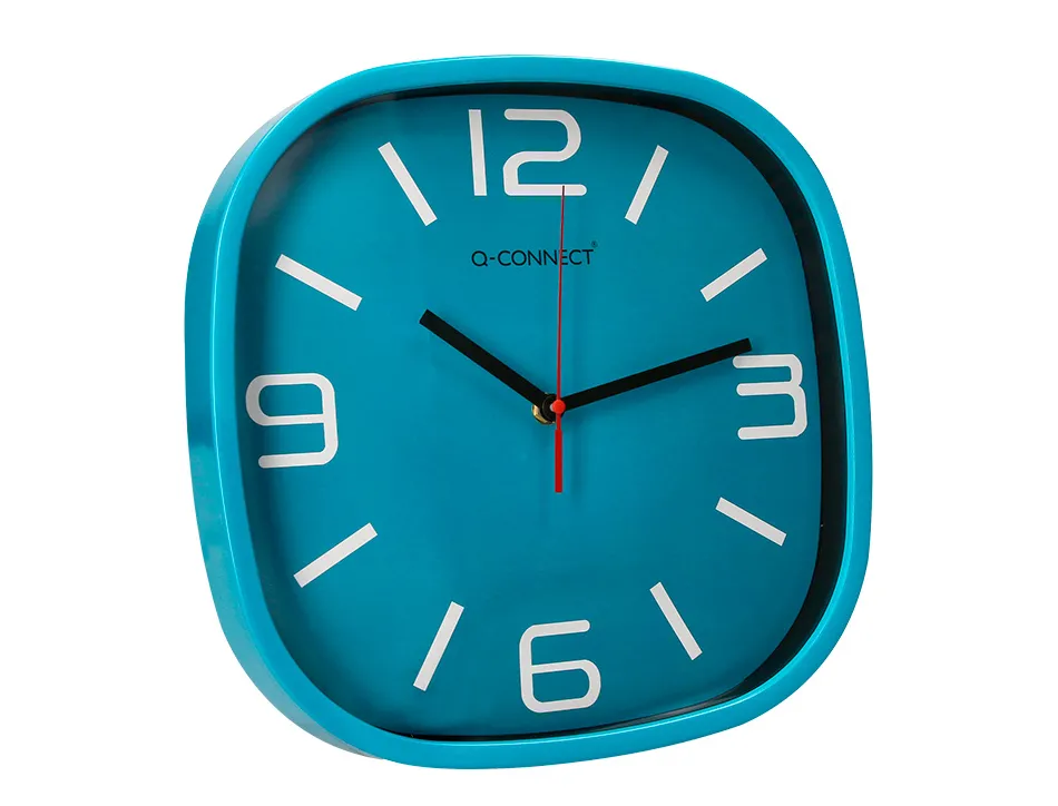Horloge q-connect murale plastique mouvement silencieux diametre 30 cm coloris bleu