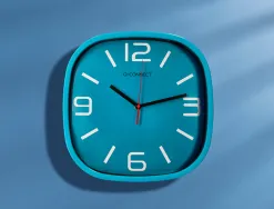 Horloge q-connect murale plastique mouvement silencieux diametre 30 cm coloris bleu