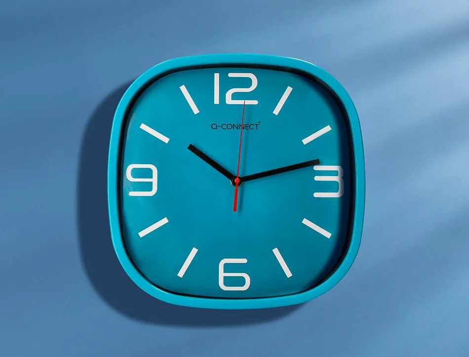 Horloge q-connect murale plastique mouvement silencieux diametre 30 cm coloris bleu