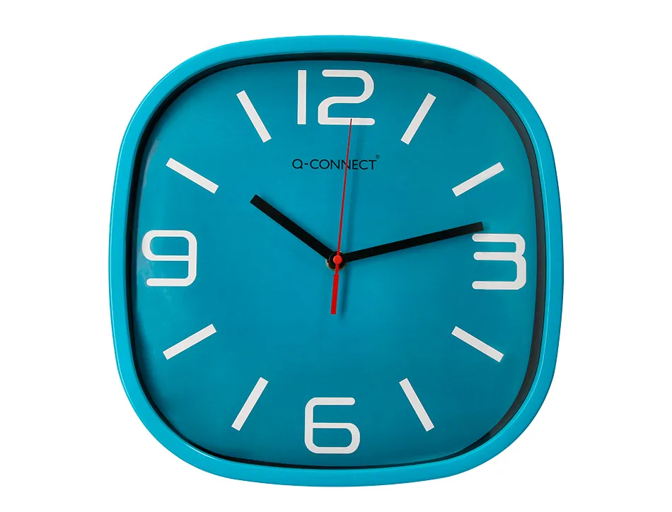 Horloge q-connect murale plastique mouvement silencieux diametre 30 cm coloris bleu