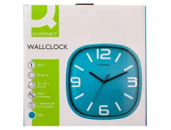 Horloge q-connect murale plastique mouvement silencieux diametre 30 cm coloris bleu