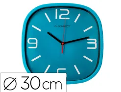 Horloge q-connect murale plastique mouvement silencieux diametre 30 cm coloris bleu
