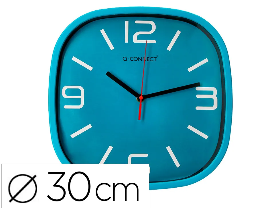 Horloge q-connect murale plastique mouvement silencieux diametre 30 cm coloris bleu