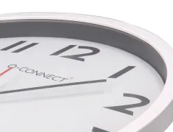 Horloge q-connect murale plastique design actuel numéros noirs fond blanc 1 pile aa non fournie diamètre 34cm chromé