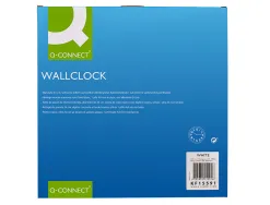 Horloge q-connect murale plastique design actuel numéros noirs fond blanc 1 pile aa non fournie diamètre 34cm chromé