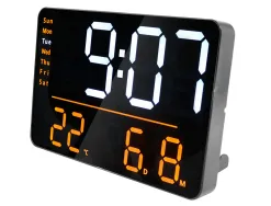 Horloge unilux numi digitale led multi-fonctionelle coloris noir