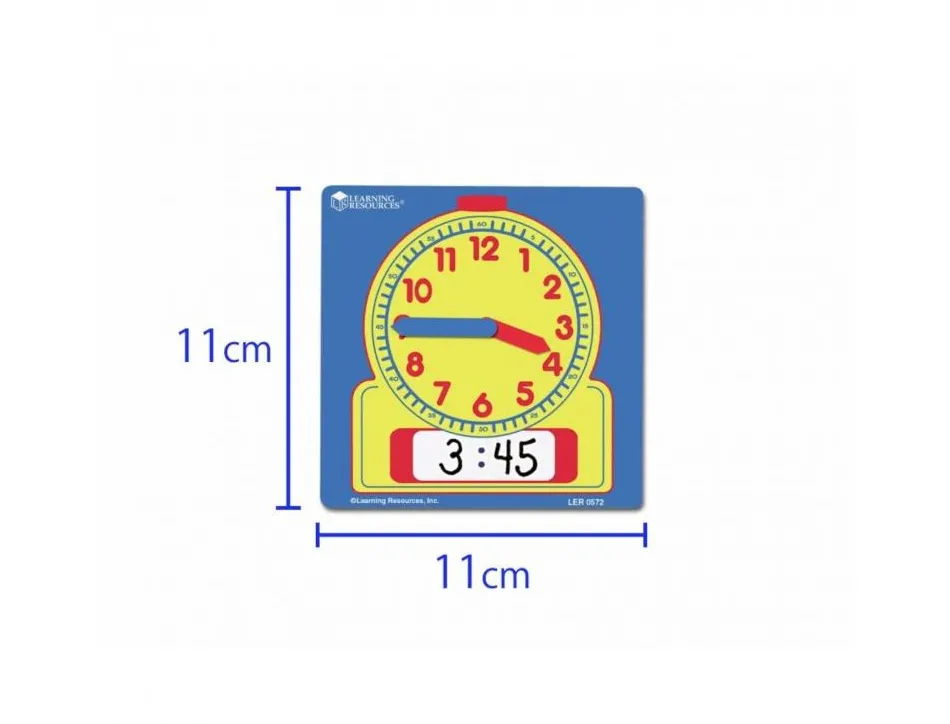 Horloges polypro learning resources petites horloges analogique et numerique effacable 11x11 cm lot de 10