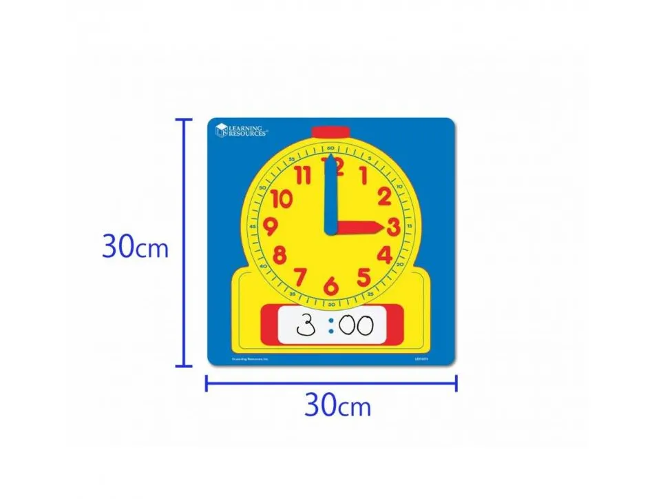 Horloges polypro learning resources grande horloge analogique et numerique effacable 30x30 cm