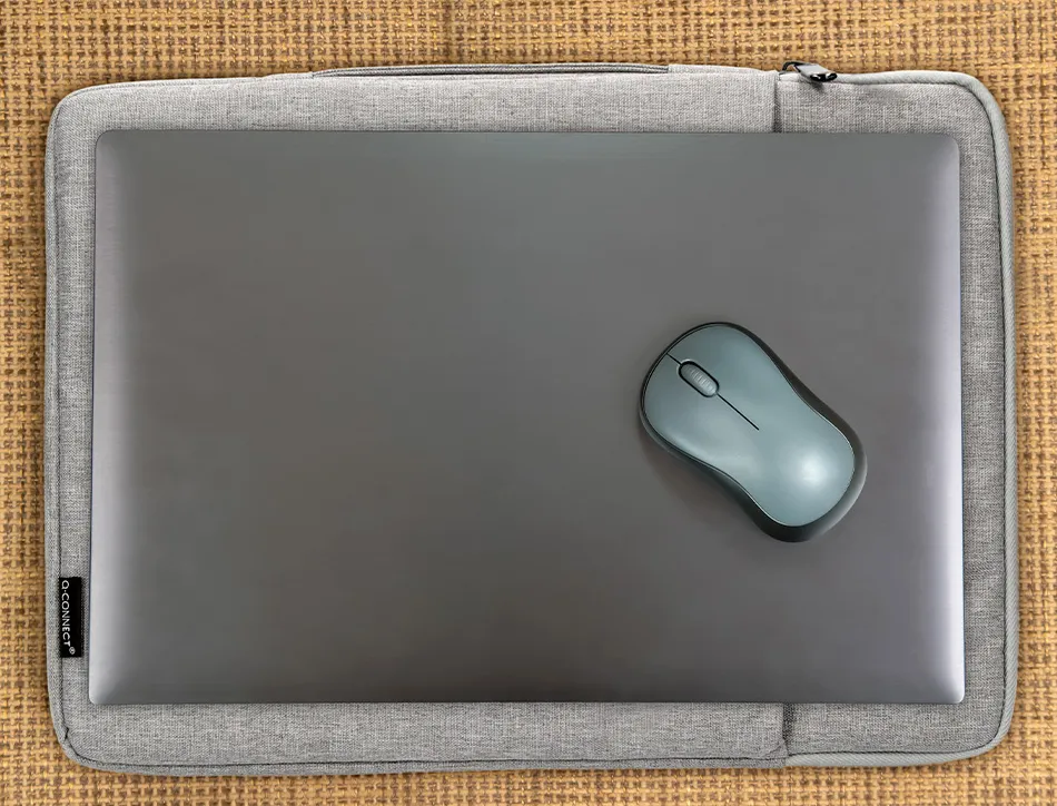Housse pc 13.3" q-connect poignee 1 poche exterieure fermeture eclair 350x250x25 mm coloris gris