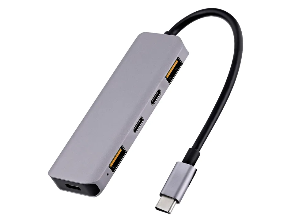 Hub t'nb iclick 5 en 1 2 usb-c 2 usb-a 1 usb-c power delivery 100w coloris aluminium