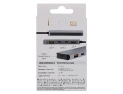 Hub t'nb iclick 5 en 1 2 usb-c 2 usb-a 1 usb-c power delivery 100w coloris aluminium