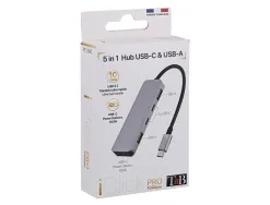 Hub t'nb iclick 5 en 1 2 usb-c 2 usb-a 1 usb-c power delivery 100w coloris aluminium