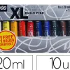 Huile fine pébéo xl 10 tubes assortis 20ml + 1 brosse soie beau blanc offerte