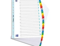 Intercalaire elba mylar carton fort 170g alphabétique 26 touches a-z a4 onglets recto/verso coloris assortis