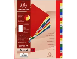 Intercalaire exacompta a4+ alphabethique a-z pp 20 onglets index + coloris assortis