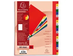 Intercalaire exacompta a4+ alphabethique a-z pp 20 onglets index + coloris assortis