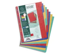 Intercalaire exacompta carte lustrée résistante 225g 8 touches a4 coloris assortis